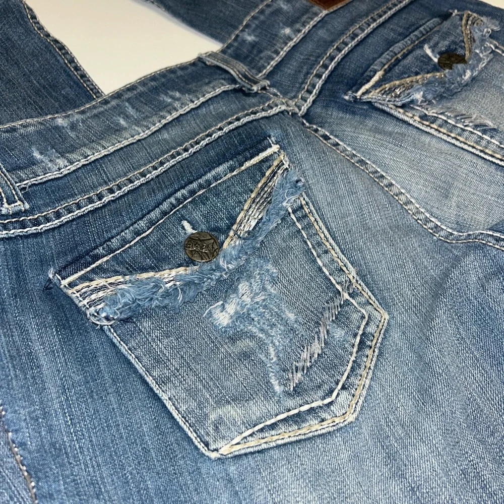 BKE Womens Stella Classic Blue low rise bootcut denim jeans embroidery size 29 - Picture 3 of 9